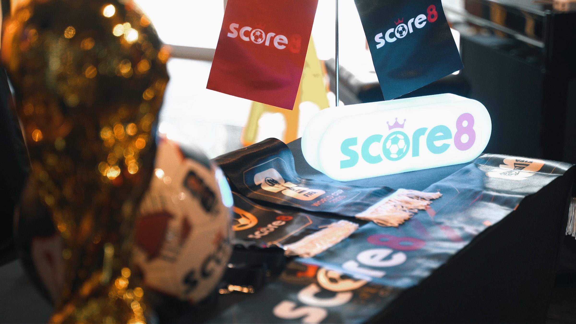 Score8 branded items at the Montenegro event