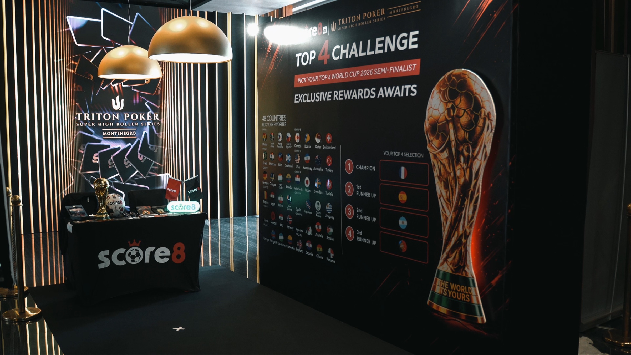 Score8 Top 4 Challenge activation at Triton Poker Montenegro